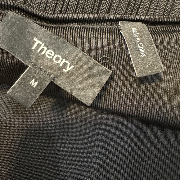 82. THEORY $395 Knit Black Ottoman Ribbed Midi Tank Dress Size M - Picture 8 of 8